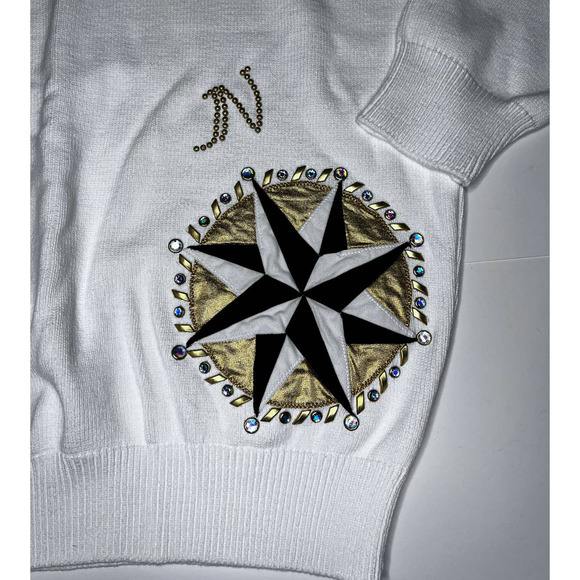 Clodia Dee Sweater Applique Jeweled Cotton Women's Large Beverly Goldberg - Picture 4 of 6